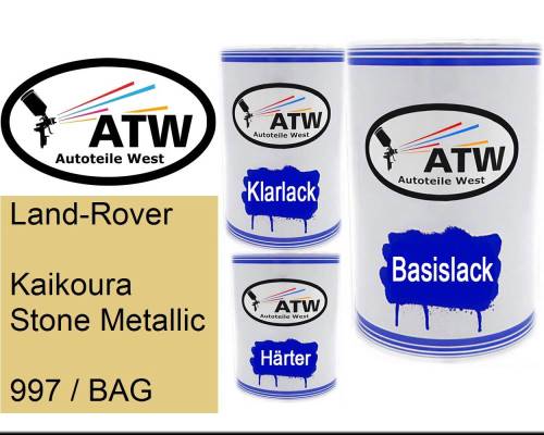 Land-Rover, Kaikoura Stone Metallic, 997 / BAG: 500ml Lackdose + 500ml Klarlack + 250ml Härter - Set, von ATW Autoteile West.